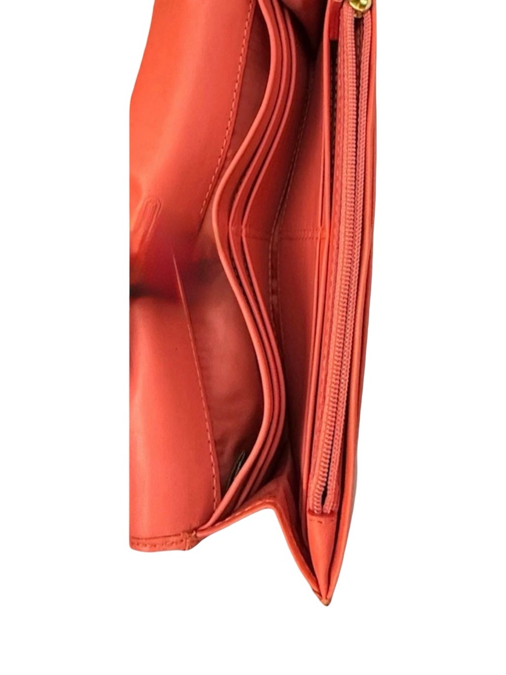 Coach Kristin Wallet Coral Leather Large Clutch Gold Hardware Pink Salmon - Picture 5 of 6